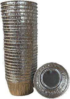 4 oz Aluminum Ramekins with Clear Plartic Lids Muffin Cups Tin Foil Cupcake Pans Disposable Aluminum, Freezer & Oven Safe 3.5'' Inch Round (20)