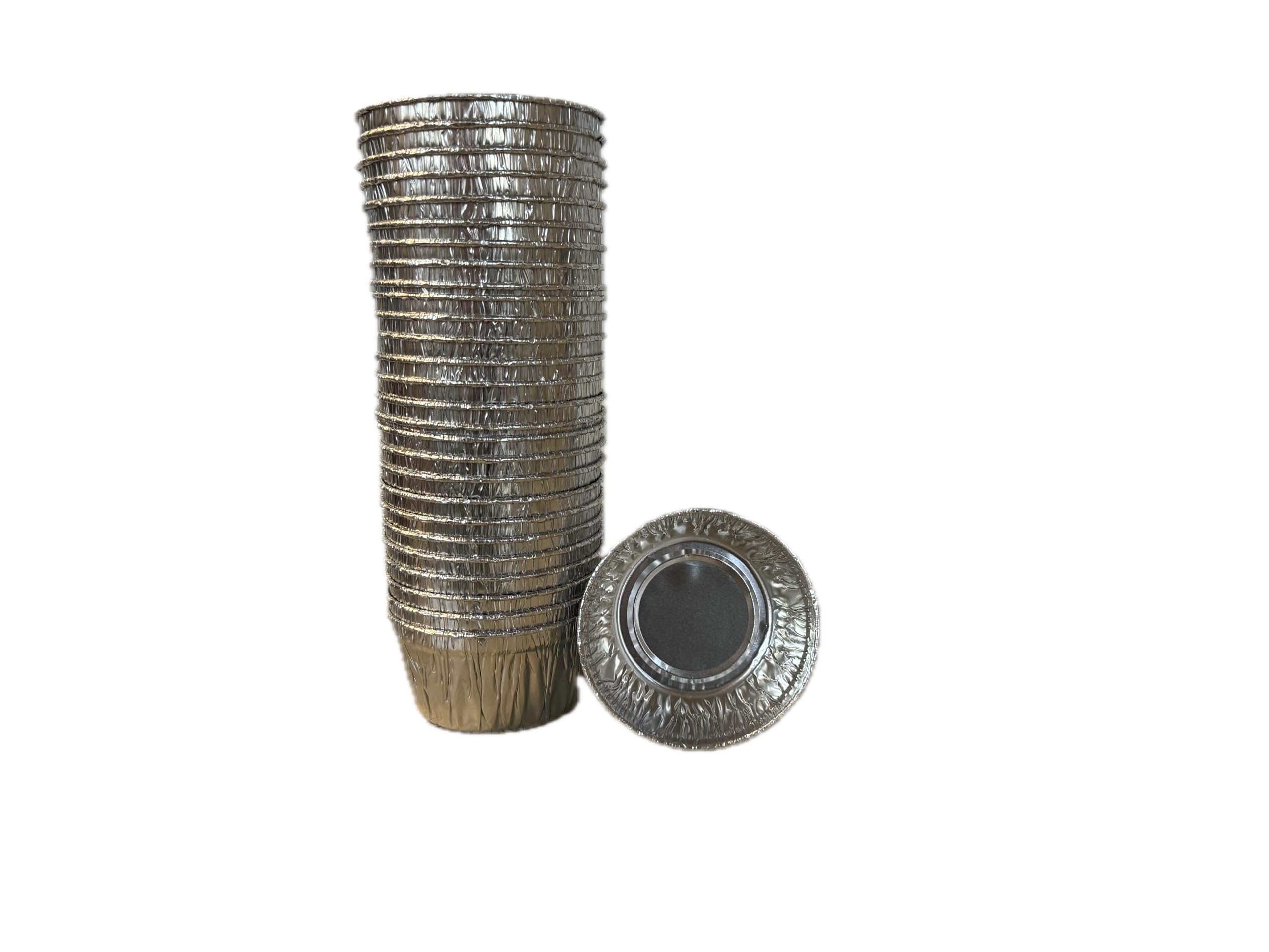 Moldes de aluminio de 4 onzas con tapas, moldes para magdalenas, moldes desechables de aluminio, aptos para congelador y horno, 3.5 pulgadas redondos (50)