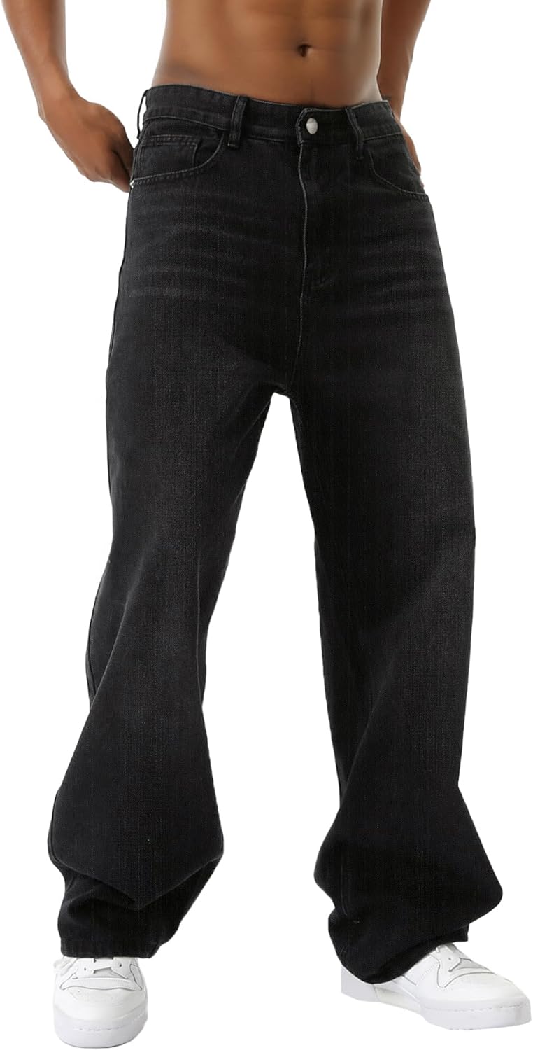 EMMIOL Baggy Jeans Men Wide Leg,Y2k Hip Hop Skater Denim Cargo Pants Vintage Loose Fit,Relaxed Long Trousers Streetwear 2025 - Image 4