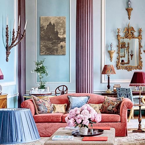 Miniatura 2 de Htdsks Pósteres de paisaje moderno Moody color oscuro, castillo Moody gótico, arte de pared, arte de pared retro casa encantada, impresiones oscuras