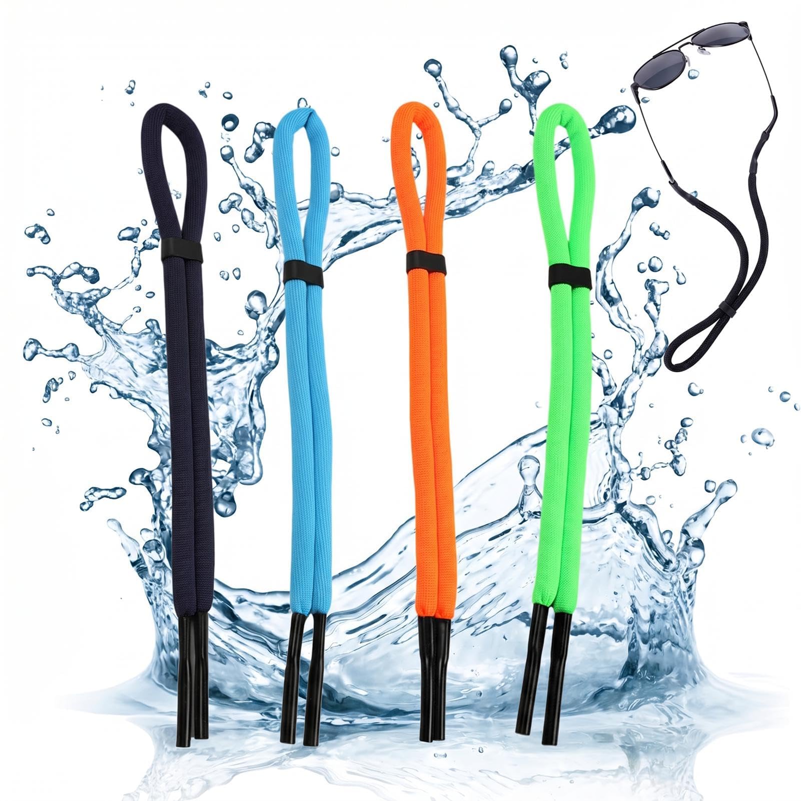 oyosonabymy Floatable Specs Holder Strap 4 Pack, Durable Adjustable Glasses Retainer Lanyard, Anti-Lost Eyewear Strap for Kayaking Paddleboarding Lake & Pool Use-picture-55