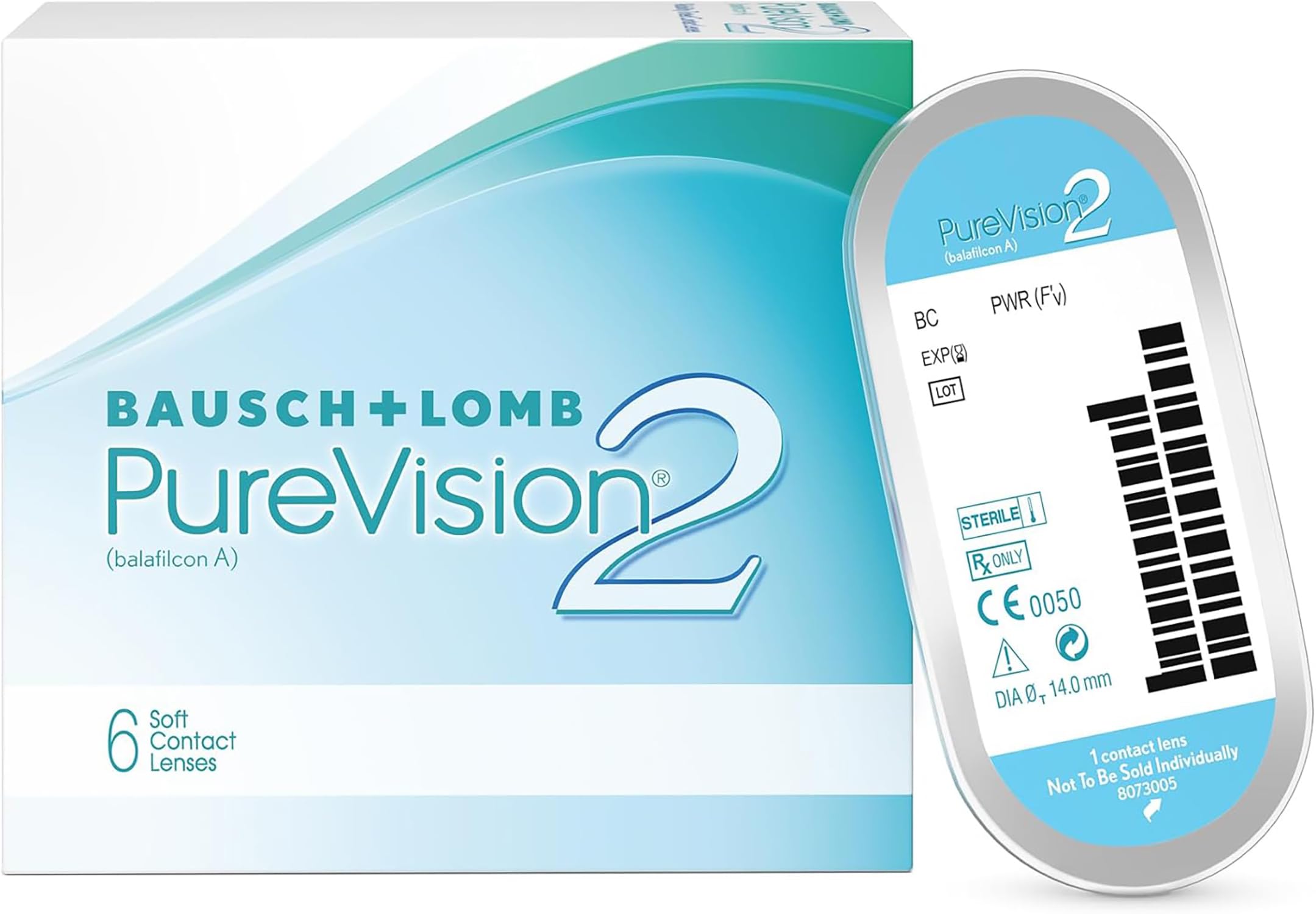 PureVision 2 Monatslinsen | Bausch + Lomb | Sphärisch | 6 Linsen | BC 8.60 mm | DIA 14.0 | -2.50 Dioptrien