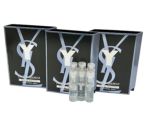 YVES SAINT LAURENT YSL Y Men - Muestra de perfume EDT en aerosol, tamaño de prueba, viales parcialmente llenos de 0.0 fl oz  0.04 fl oz (juego de 3)