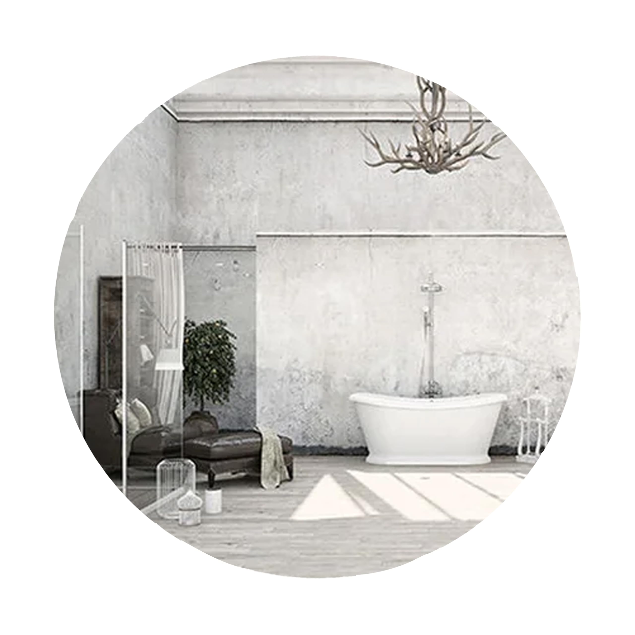 Round Silver Mirror Acrylic Sheet 3mm Pack of 4 | 5 Inch x 5 Inch and 10 Inch Diameter x 1 Piece | Lightweight, Shatterproof, Self-Adhesive Decorative Mirror for Wall