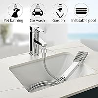 Vista 9 de BRIGHT SHOWERS Manguera de ducha para alcachofas de mano, cable de 79 pulgadas extra largo de acero inoxidable, manguera de ducha de mano Cromado