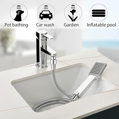 Miniatura 9 de BRIGHT SHOWERS Manguera de ducha para cabezales de ducha de mano, manguera de ducha de mano de acero inoxidable extra larga de 79 pulgadas, pieza de