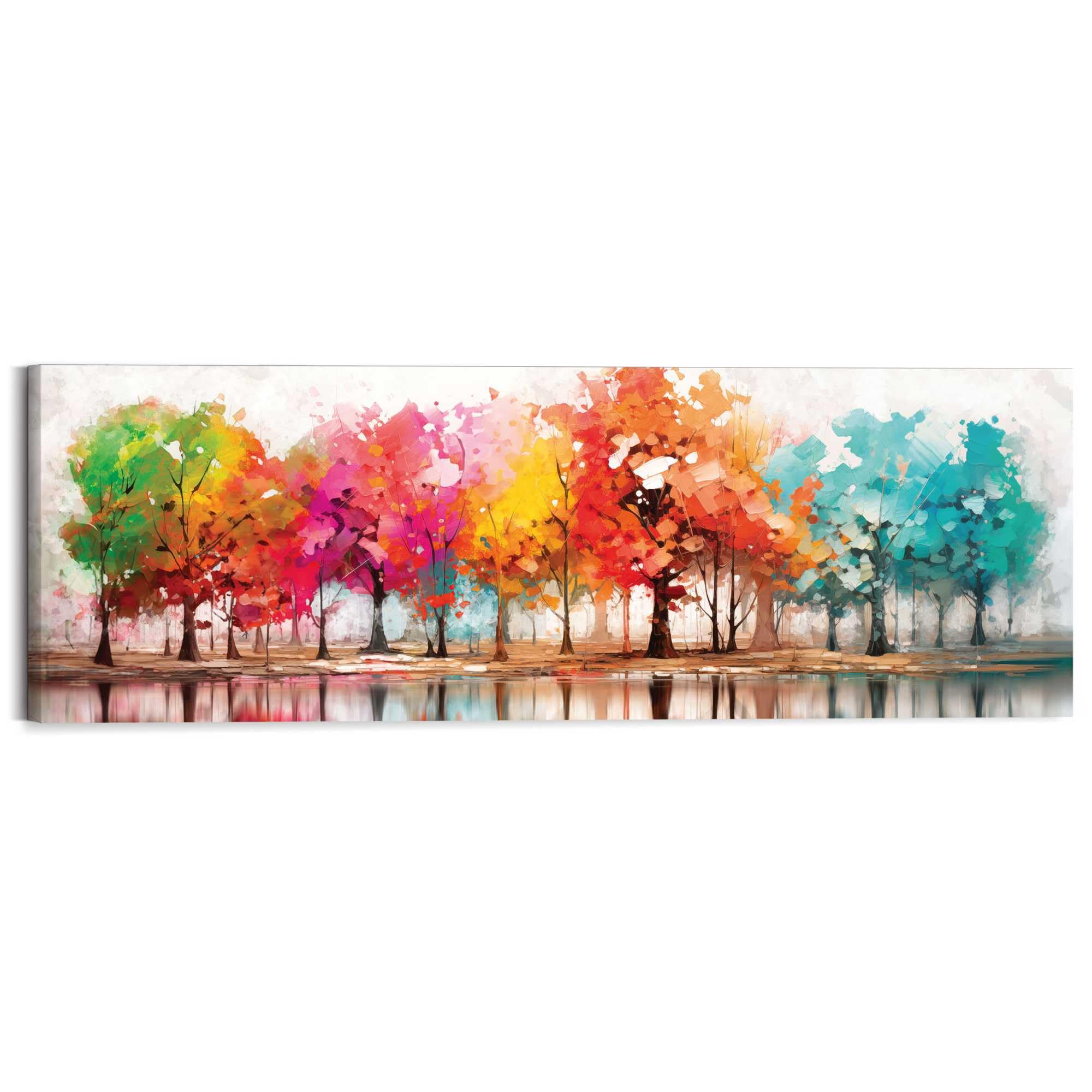 REINDERS Wandbild, Farbenfroher Wald, Wohnzimmer, MDF, 40 x 118