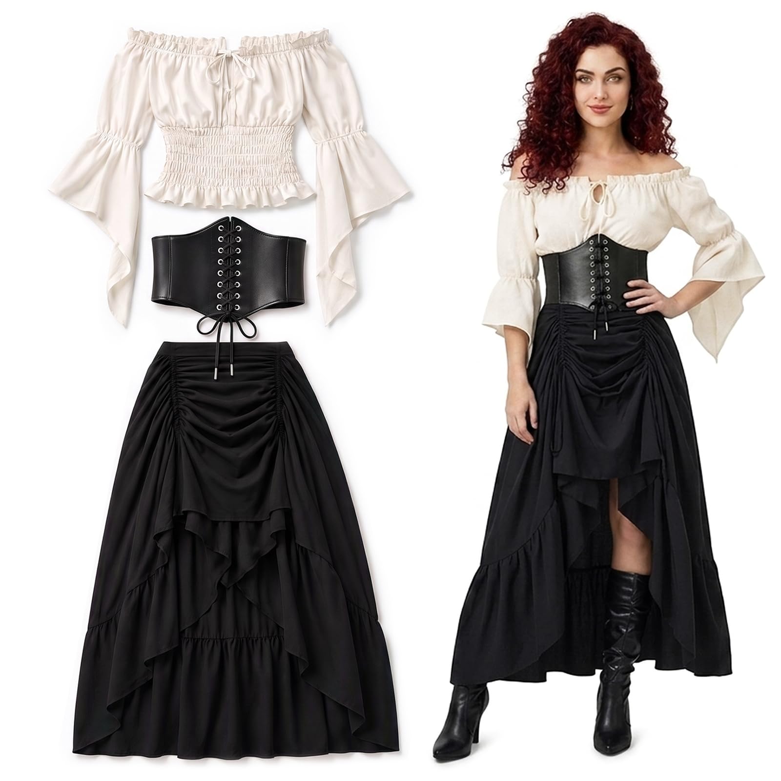 Costume da pirata medievale per Halloween, da donna