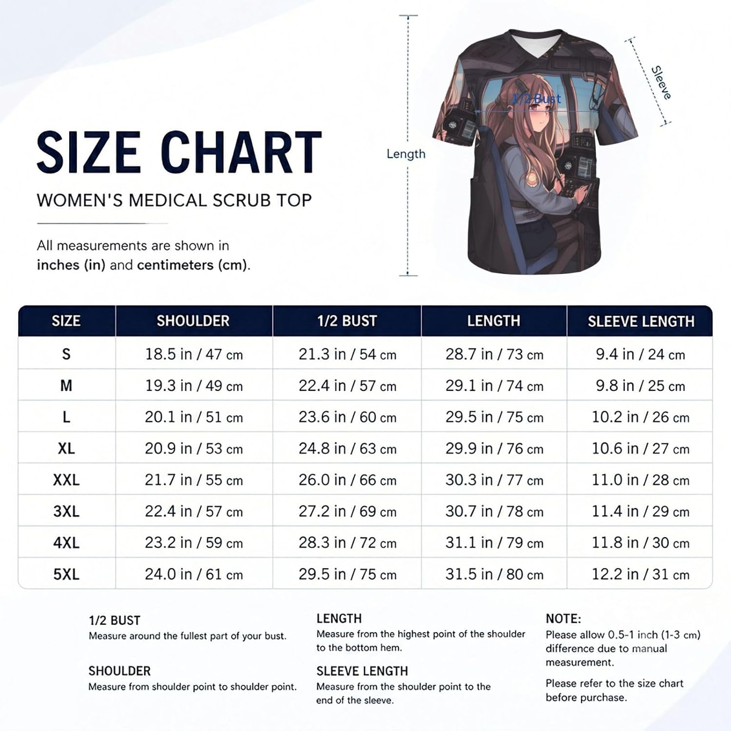 Professional Scrub Tops for Men, Classic V-Neck Workwear with 3 Pockets