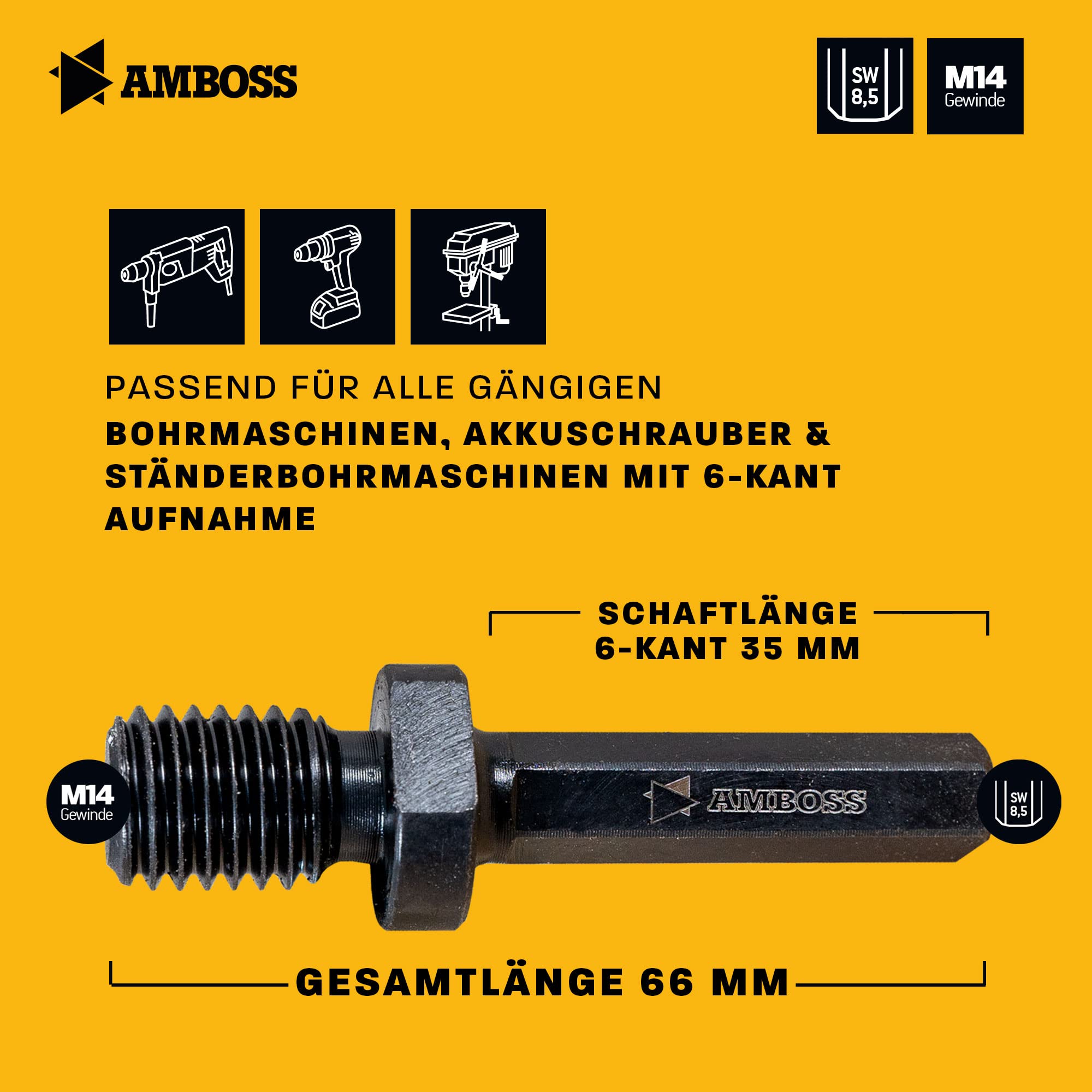 Carat adapter zeskant - M14 t.b.v. tegelboren - Extra lage prijs