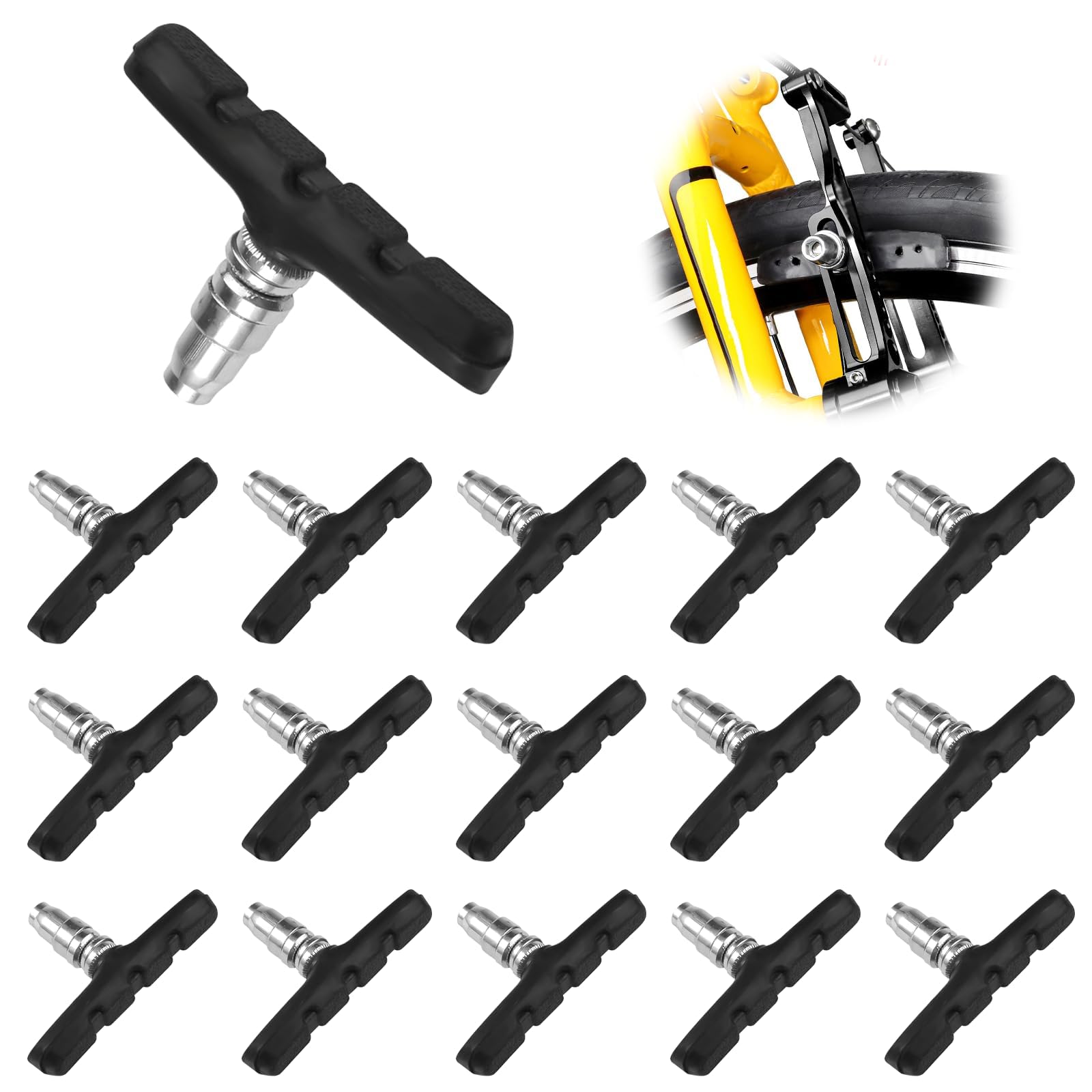 16 Pieces V Bike Break Pads,70mm Curved Surface Brake Pads for Bicycle