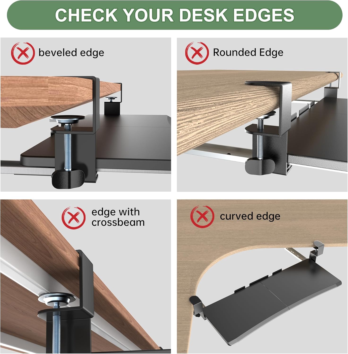 Extra Large Keyboard Tray Under Desk - Slide Out with Sturdy C-Clip Mount System, 31.5" (35.8" Including Clamps) x 11.8" Put-Out Keyboard Tray Computer Drawer for Ergonomic Typing, Black