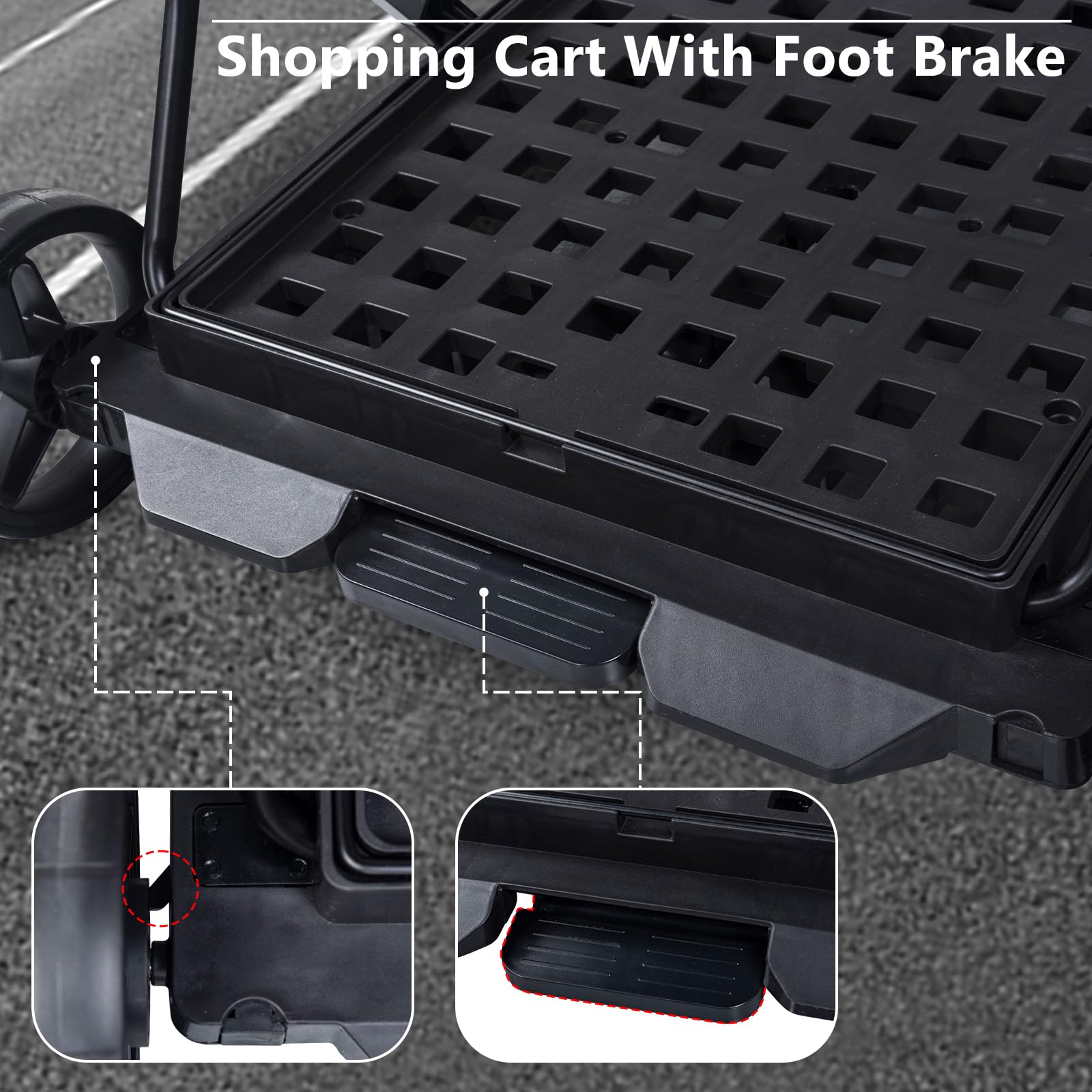 Catchcloud Multi Use Functional Collapsible Shopping Cart for Groceries Folable Personal Shop Carts with Folding Storage Crate and 2 Hanging Hooks for Grocery | Lightweight Portable Cart with Wheels