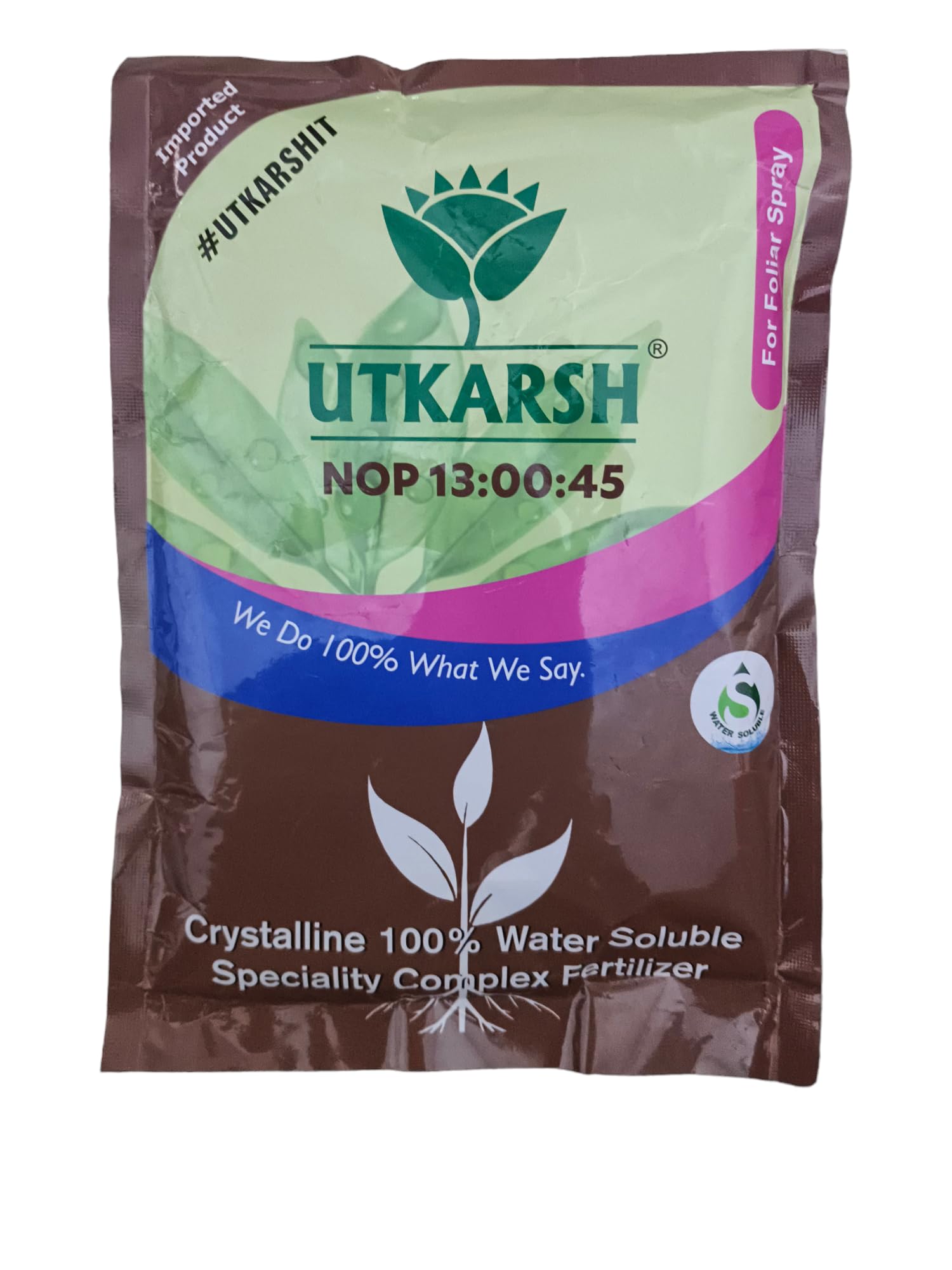 Utkarsh NOP (13:00:45) (Potassium Nitrate) (KNO3 Specially Crystalline 100% Water Soluble Complex Fertilizer) (Drip Irrigation Fertilizer) (900 gm; Pack of 1)