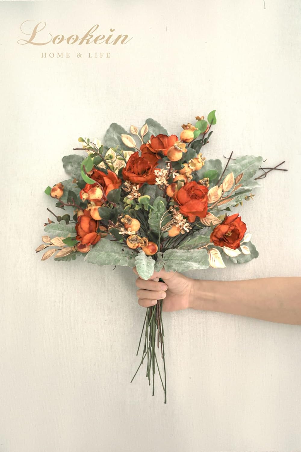 Lookein Artificial Greenery Stems Box Set Terracotta Greenery Filler for Flower Arrangement for DIY Terracotta Wedding Decor Fall Flowers Centerpiece