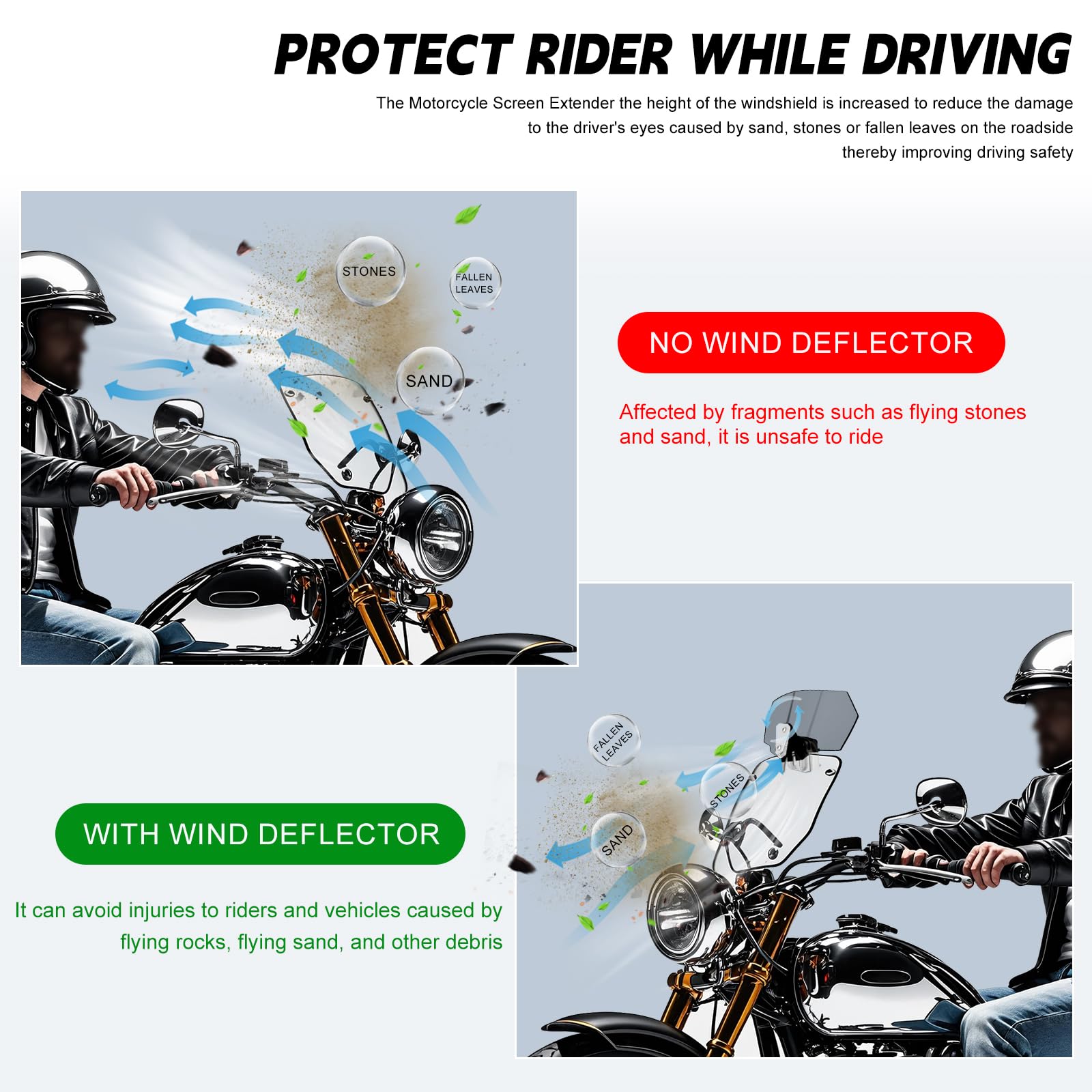DREAMIZER Parabrezza moto, Universale parabrezza moto, Parabrezza e Deflettori per YZF R1 R3 R6 TMAX XMAX 300 Tracer 900 FZ6 CBR250 CBR600 PCX125 V-Strom 250 650XT SV650s R1200GS F800GT Tiger 800