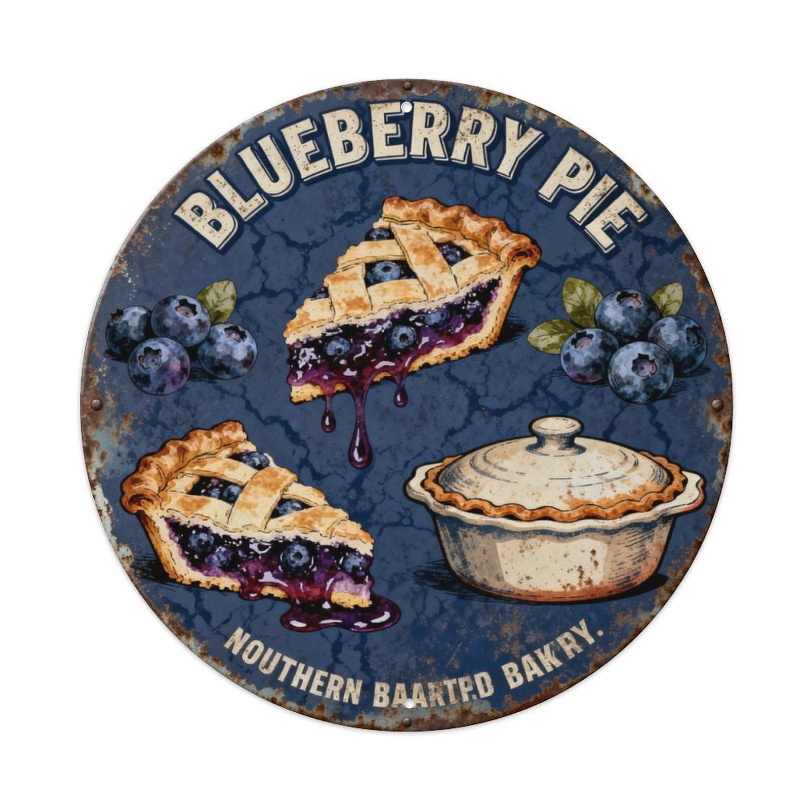 BLUEBERRY PIE Metal Tin Sign Plaque