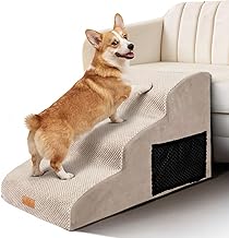 Masthome Dog Ladder, Dog Ladder 3 Steps, Dog Ramp, High Density Sponge Ladder, Washable Waterproof Cover, Non-Slip Ladder for Puppies/Elderly/Injured Pets