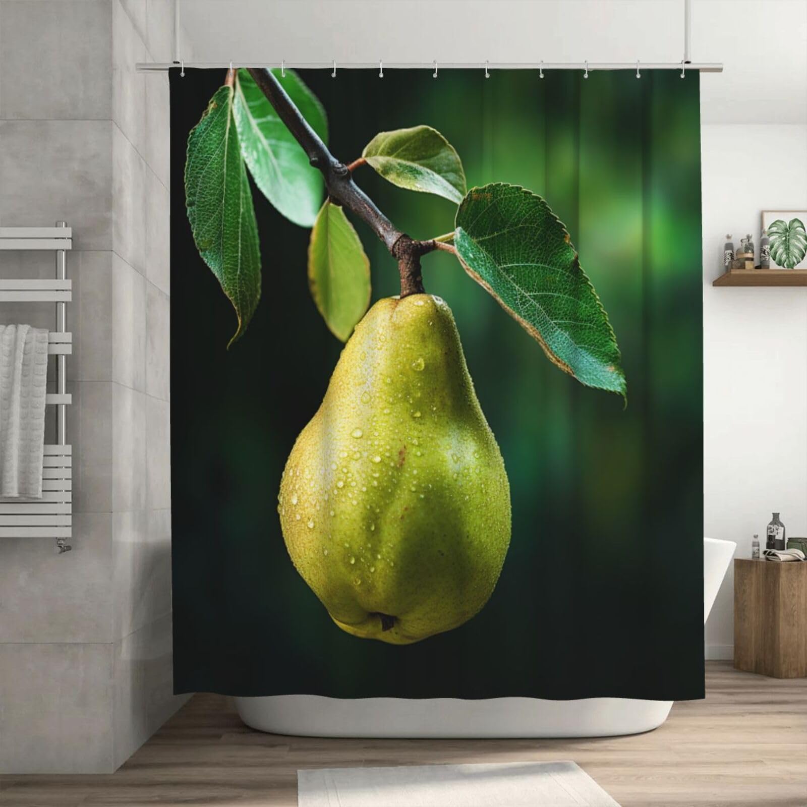 Rideau de douche imperméable salle de bain 182x182 cm motif poires