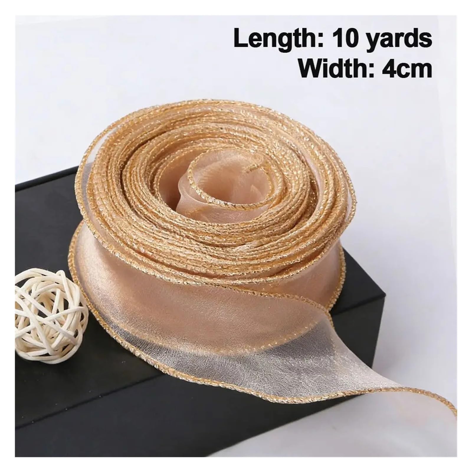 Chiffonband, Organzaband, Drahtdesign, einfarbig, Satin-Garn, Basteln, für Geschenkverpackungen, Urlaubsdekoration, 8 Stück