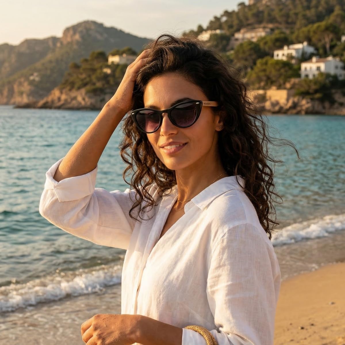 Wooden Cat Eye Polarised Sunglasses - Fashion Wood Sunglasses for Men and Women Perfect Gifts