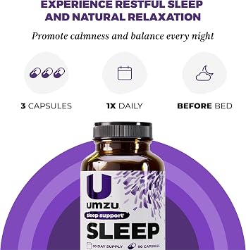 UMZU Sleep Magnesium Glycinate Supplement, (30 Day Supply) with GABA L-Theanine Zinc & Herbal Extracts Magnesium Glycinate for Sleep Relaxation Calm Mood & L-Theanine Nightly Wellness Support