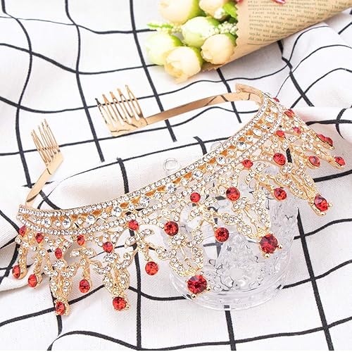 Miniatura 5 de COCIDE - Tiara y corona de oro oscuro para mujer, coronas de boda de cristal para novias con peine para mujeres, diadema para niñas con diamantes de