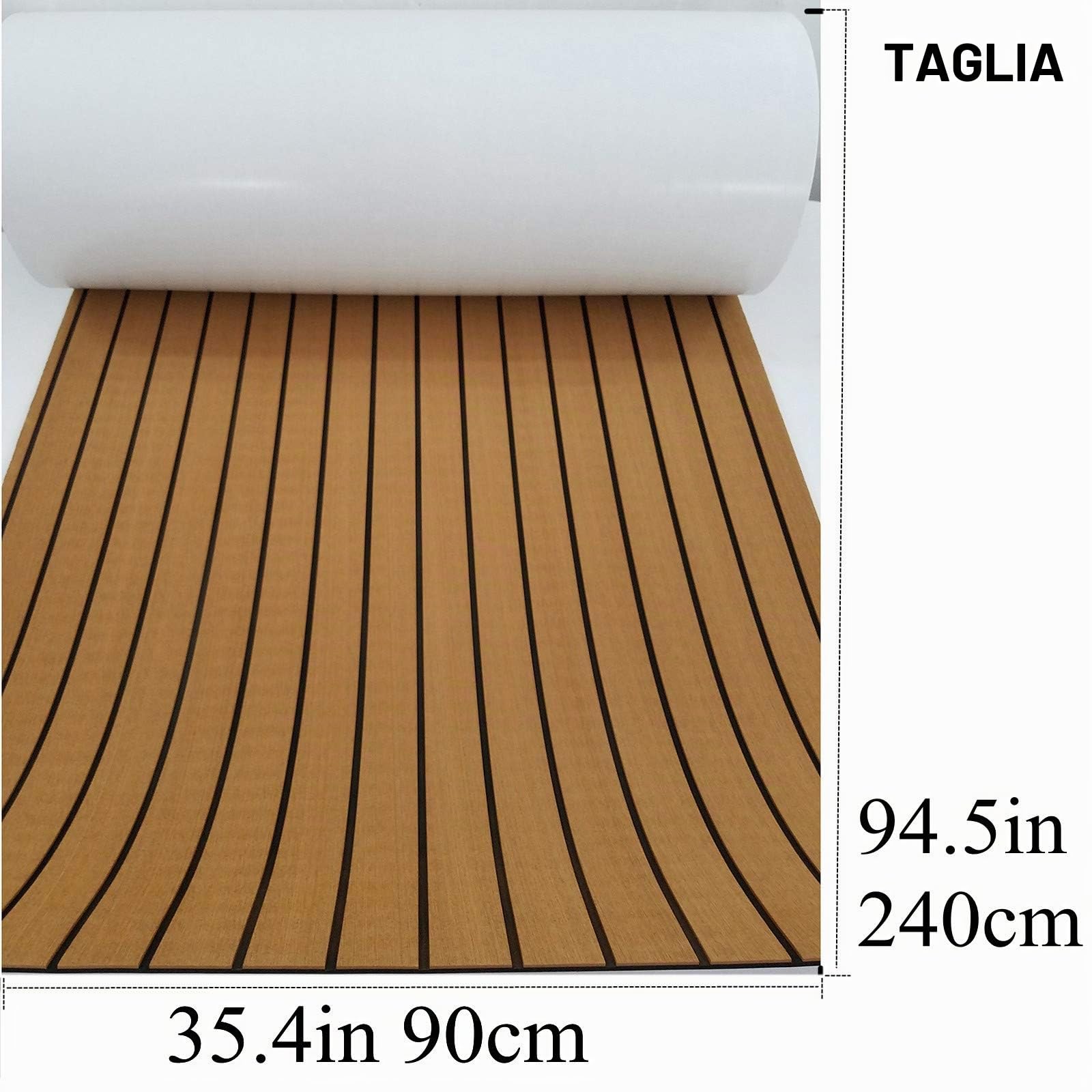 Tapis de Plancher de Bateau en Mousse Eva, feuille de terrasse en Faux Teck en vinyle Marin pour Ponton de Yacht, Tapis antidérapant 90x240cm 1st