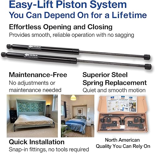 Miniatura 17 de Murphy - Kit de herrajes para cama de tamaño individual, marco de madera plegable, cama de pared para habitación de invitados, fácil de construir,