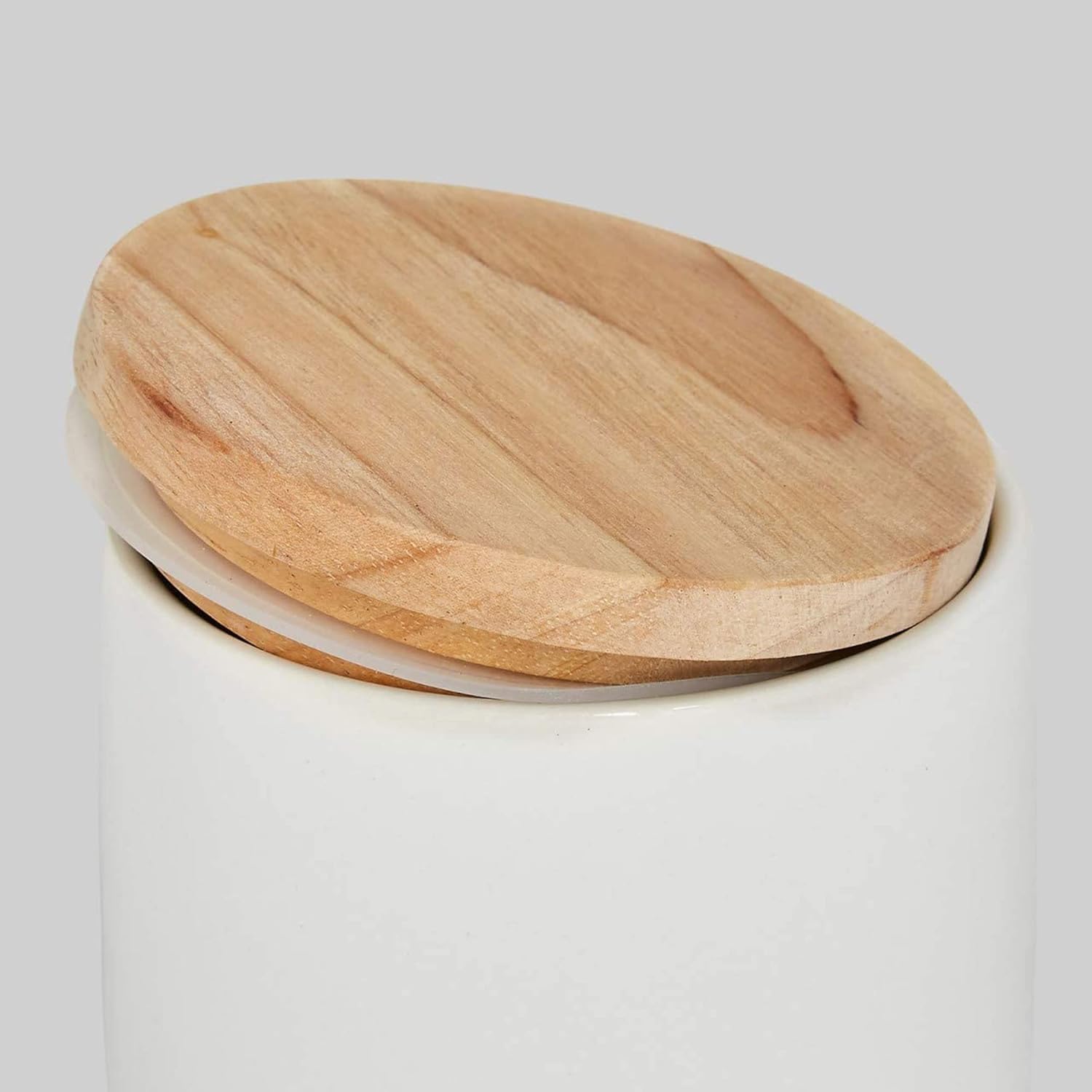 WELL HOME MOBILIARIO & DECORACIÓN 2 x Ceramic Jar with Bamboo Wood Lid 0.85L + 1.5L