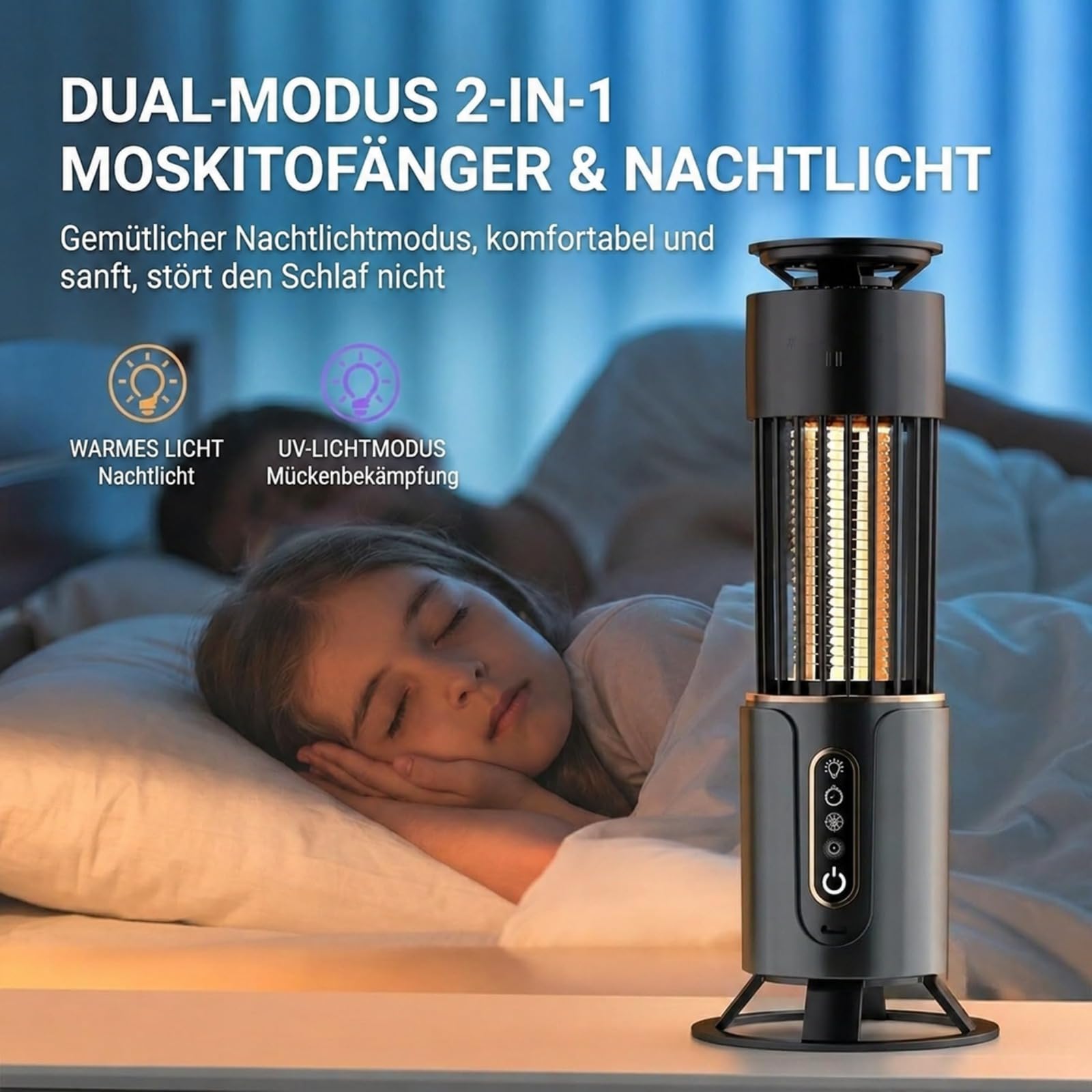 Osmo BiteGuard Elektrische Mückenfalle Akku - CO2 UV Mückenlampe Drehbar (Grau)