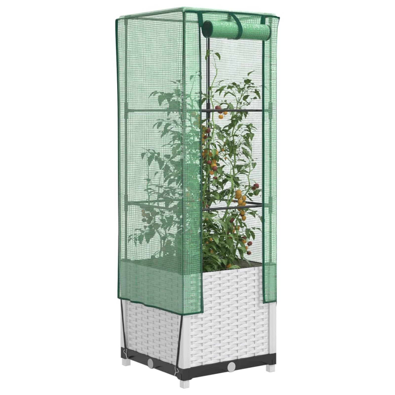 Cama elevada con cubierta de invernadero, aspecto de ratán, 80 x 40 x 138 cm, cama elevada extra grande para verduras, marco frío, cama de jardín, maceta, jardinera para jardín, balcón y