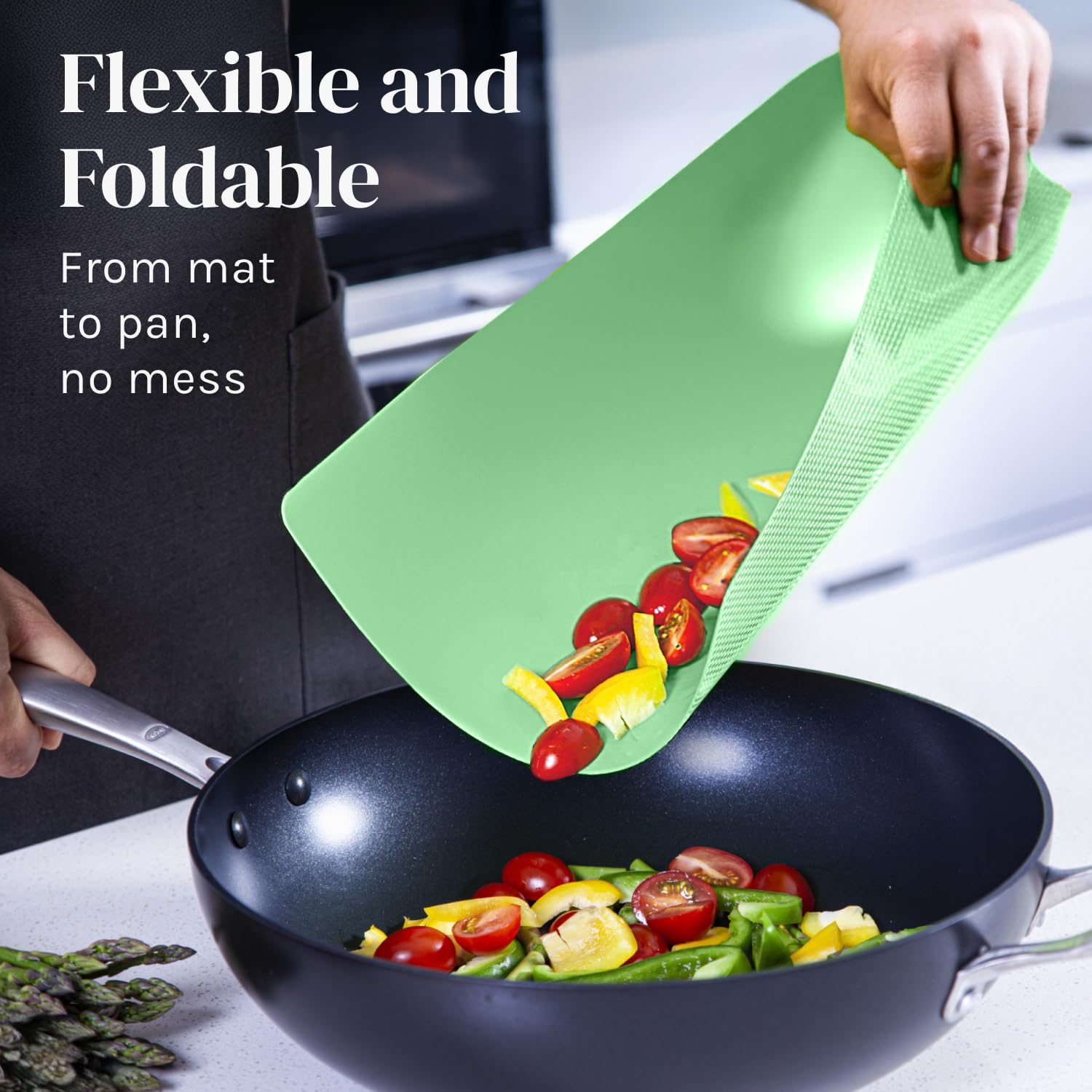 Tappetini da taglio extra spessi in plastica flessibile pastello con icone alimentari e retro waffle EZ-Grip, (set da 6) lavabili in lavastoviglie