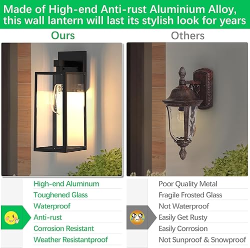 Vista 51 de MAXvolador Farol de pared para exteriores, aplique de pared impermeable exterior, lámpara de montaje blanca antioxidante, luces de cristal