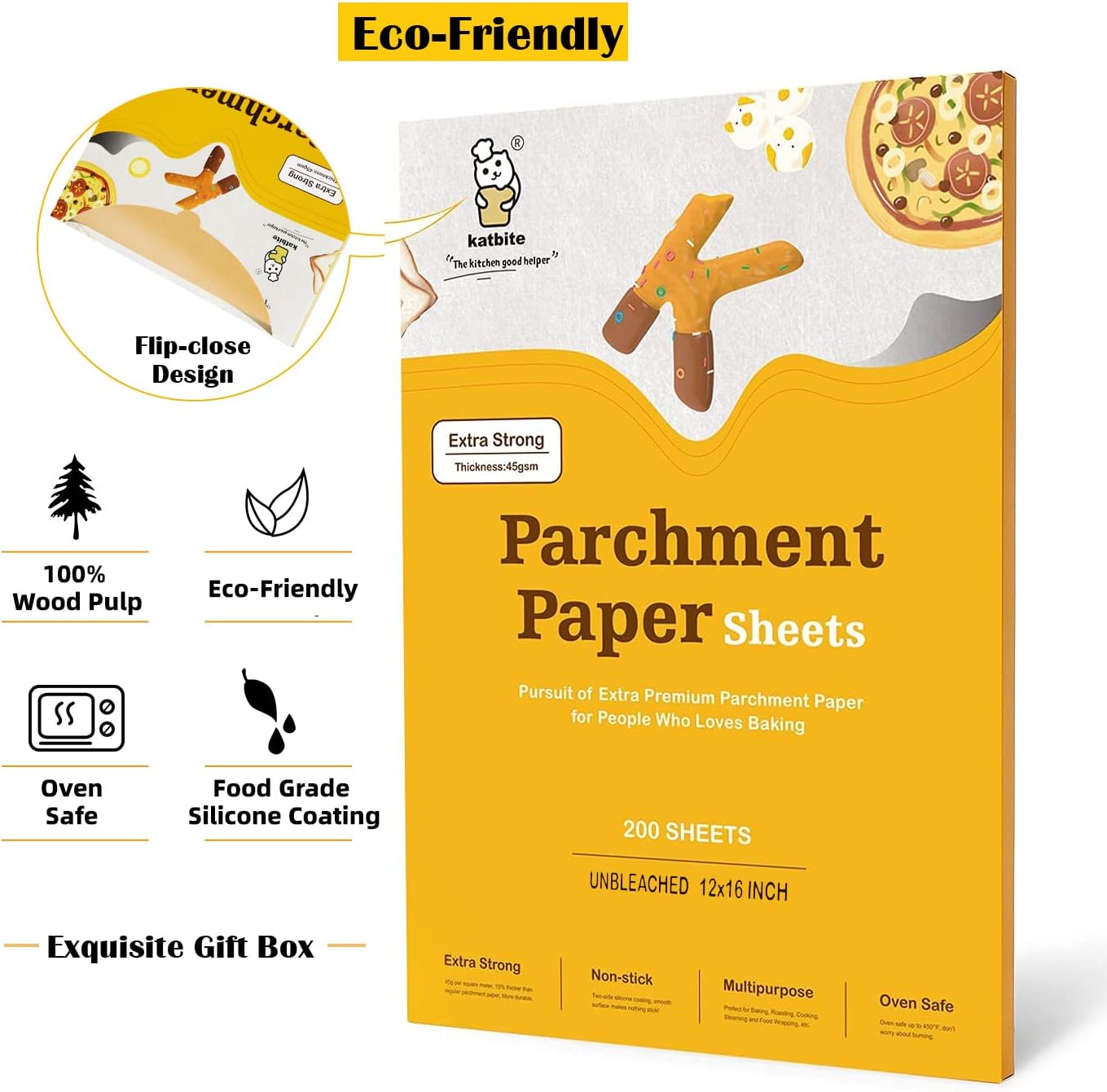 Katbite 200Pcs 12x16 In Unbleached Parchment Paper for Baking, Precut Parchment Paper Sheets, Heavy Duty Flat Baking Paper, Half Sheet Baking Sheets for Baking Cookies, Cooking, Air Fryer, Oven : Everything Else