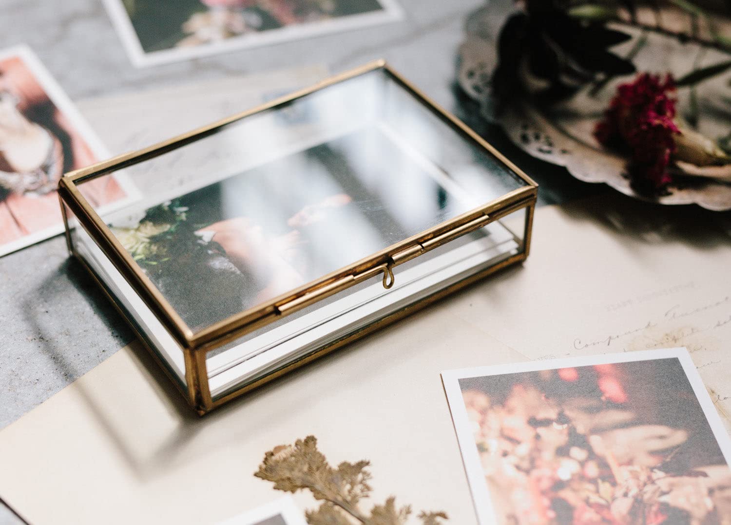 Art India Collections Rectangular Glass Jewelry Box Gold 7.5x5.5x1.5 Inches-image-34