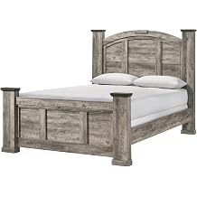 Contemporary 1pc Queen Size Poster Bed Gray Finish Wooden Bedroom Furniture