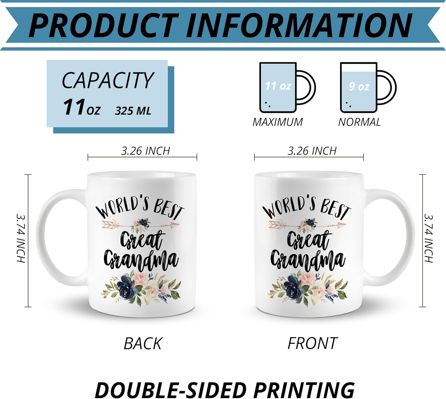 Great Grandma Mug, Great Grandma Coffee Cups Ceramic, World's Best Great Grandma Coffee Mug, Great Grandma Gifts for Christmas, Great Grandma Coffee Mug Gifts for Great Grandma - Image 7