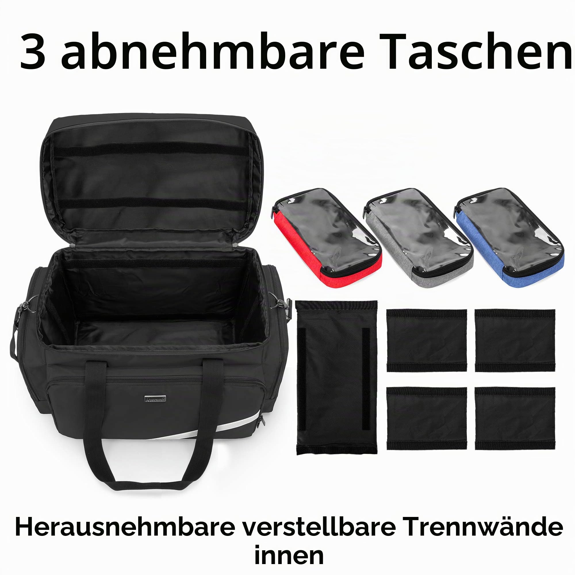 Trunab Notfalltasche Leer mit Abnehmbare Trennwände und Rutschfestem Boden | Erste-Hilfe-Tasche Professionelle Arzttasche Große Kapazität Home Nurse Case Krankenschwester, Rot