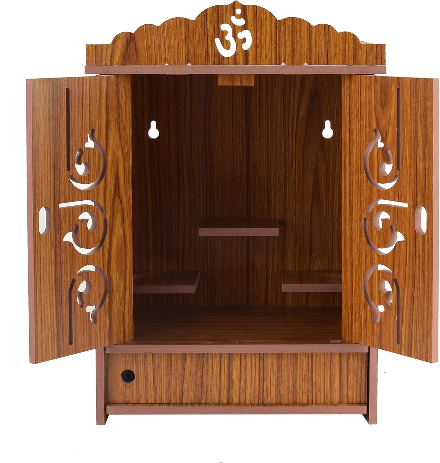 Webelkart Tempio in legno realizzato a mano con porte e scatola portaoggetti | Pooja Mandir da appendere alla parete per casa e ufficio | Spazioso design Puja Ghar – 71,1 cm di altezza