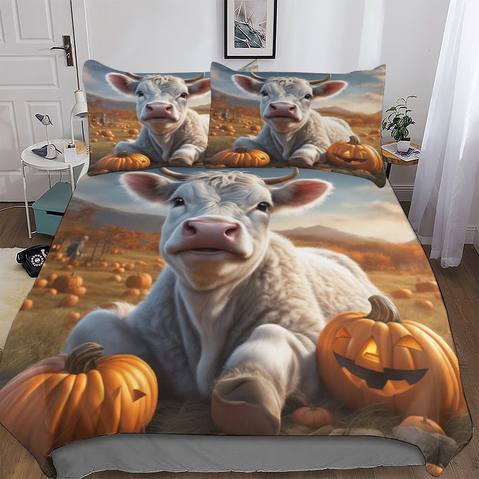 Housse de couette douce fermeture éclair en taille 220x240 motif vache