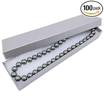 TheDisplayGuys - 100-Pack #82 Cotton Filled Cardboard Paper Jewelry Box Gift Case - Pearl Gray (8.0