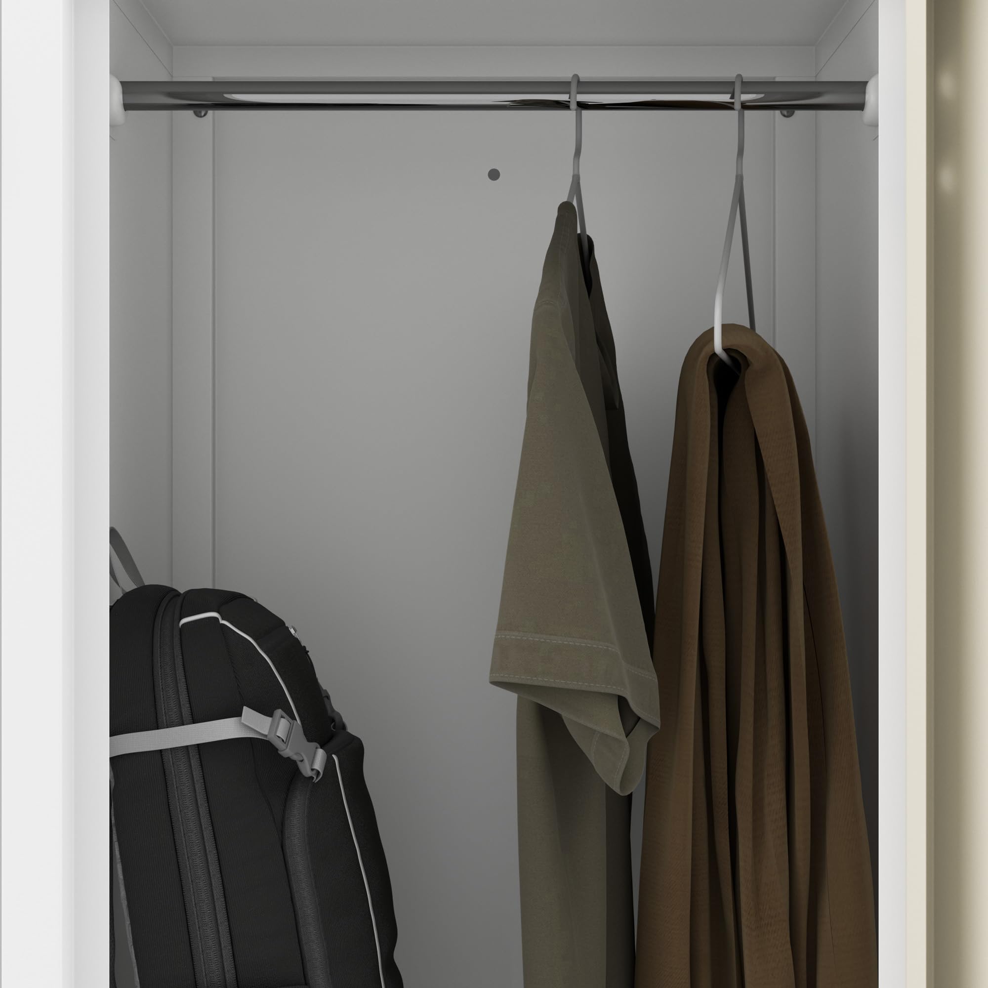 Jan Nowak Umkleideschrank Z02 Spind mit 4 Abteilen Kleiderspind Metallschrank Flügeltür Lüftungsschlitzen Pulverbeschichtung 185 cm x 80 cm x 45 cm (Weiß-Holz)
