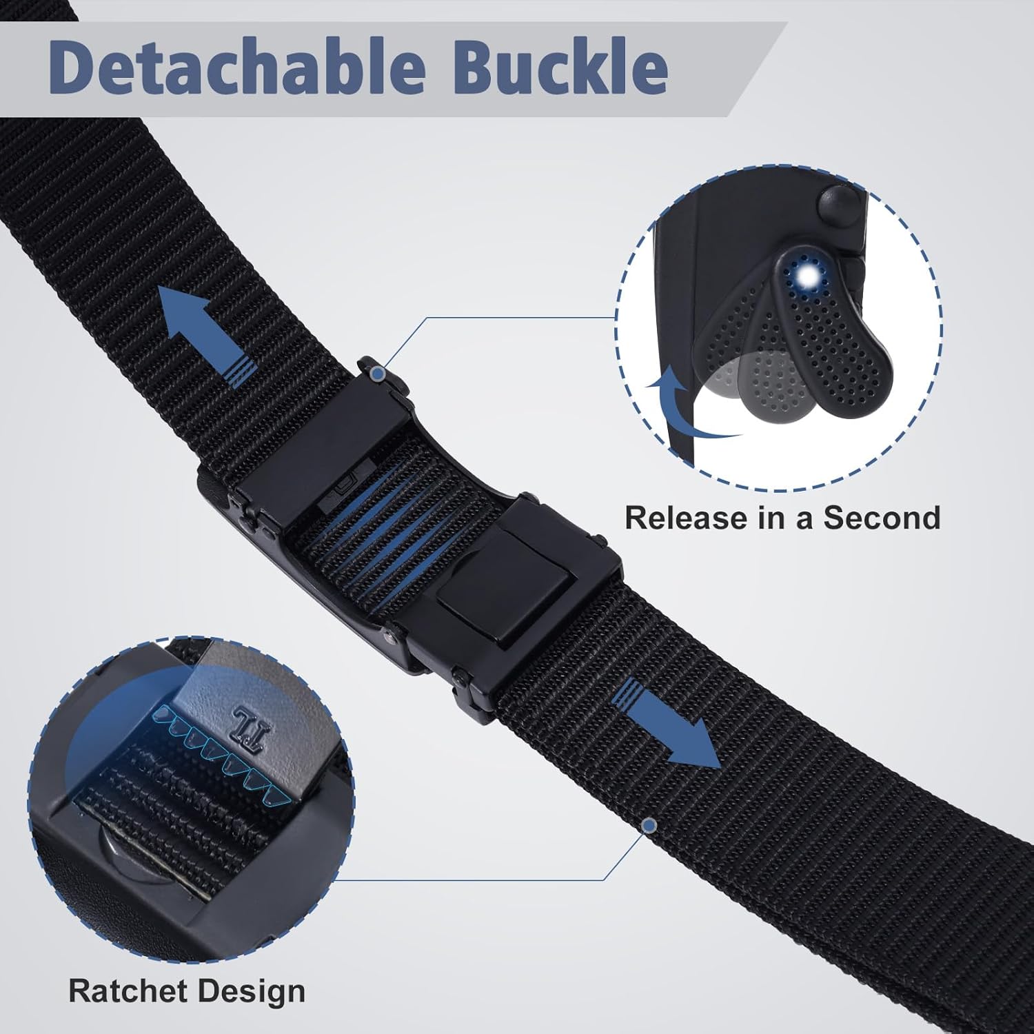 SANSTHS Nylon Ratchet Belts for Men 2 Pack, American Flag Slide Golf Belts 1 1/3", Tactical Work Web Belt 4th of July - Image 3