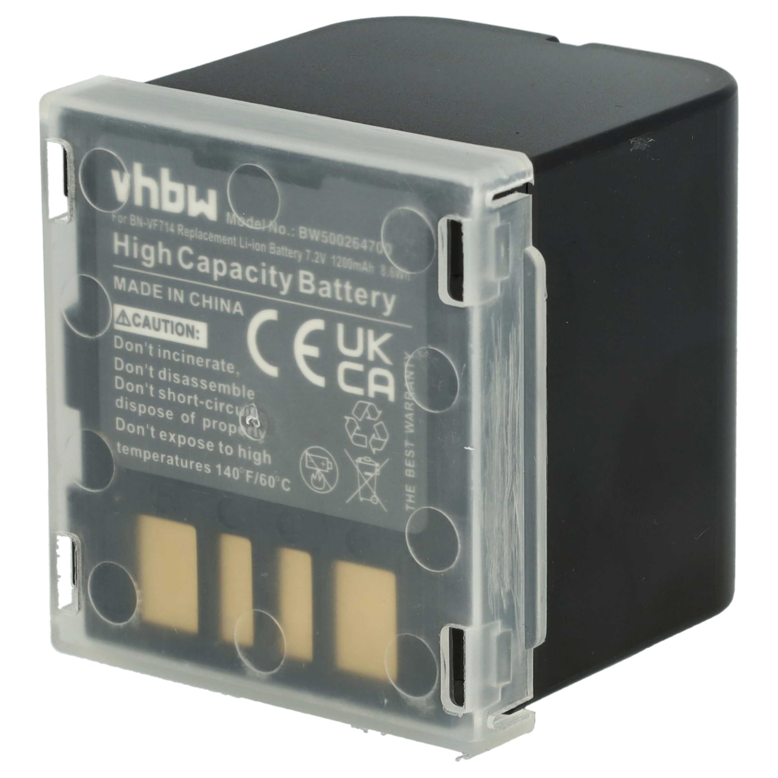 vhbw 2x batteria sostituisce JVC BN-VF714, BN-VF707, BN-VF707U, BN-VF733, BN-VF714U per videocamera camcorder (1200mAh, 7,2V, Li-Ion)