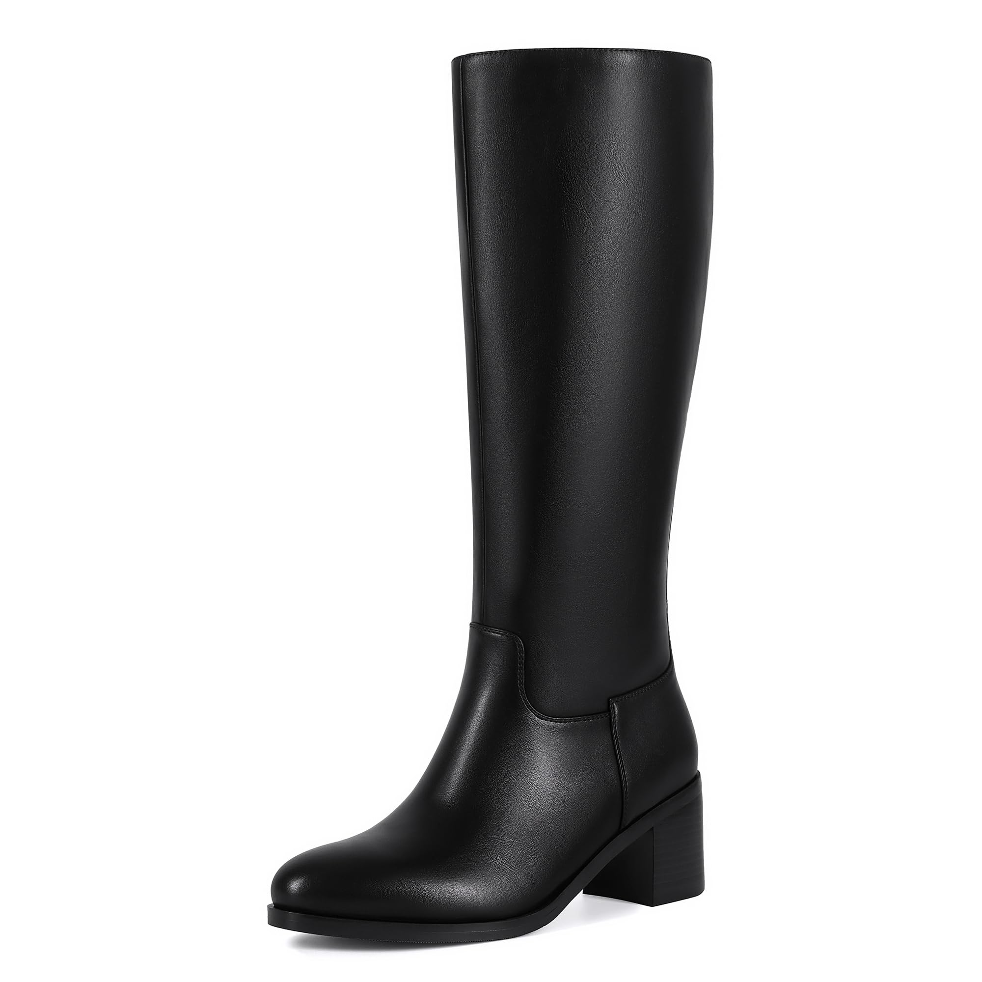 Boots for Women Wide Calf Boots Knee High Boots Women with Pointed Toe Almond Toe Chunky Block Heel Boot-image-6