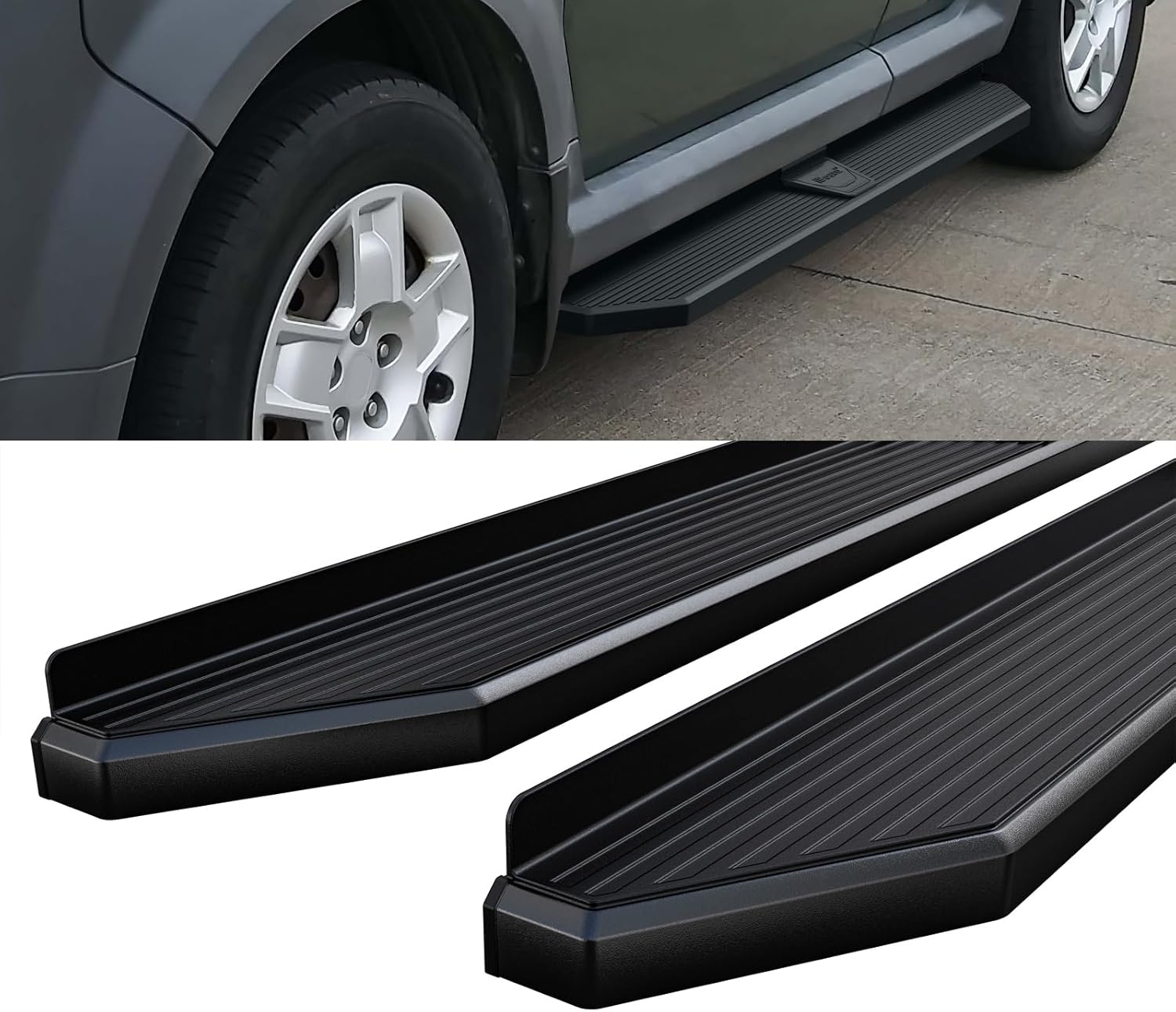 HD Ridez Flat Style Running Board 6" Black Compatible with Honda Element 2003-2011 (Exclude SC Model) (Side Steps Side Bars)