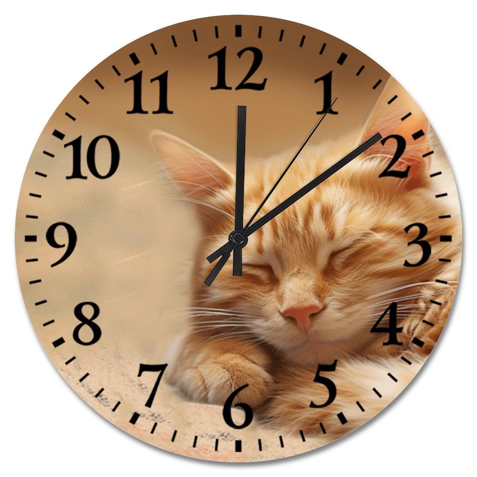 Horloge murale chat silencieuse orange pour une cuisine vintage cosy