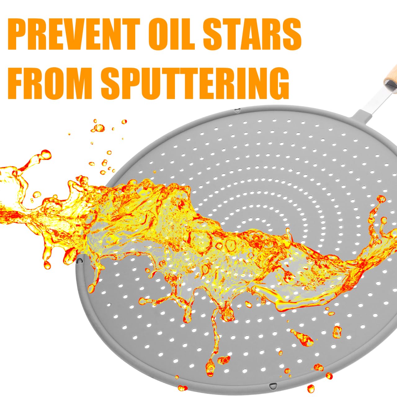 Alipis Silicone Splatter Screen for Frying Pan, Heat-Resistant Grease Guard with Stainless Steel Mesh, Oil Splash Shield for Cooking, Easy to Clean, Fits Various Pan Sizes, 19.6 X 12.59 Inches