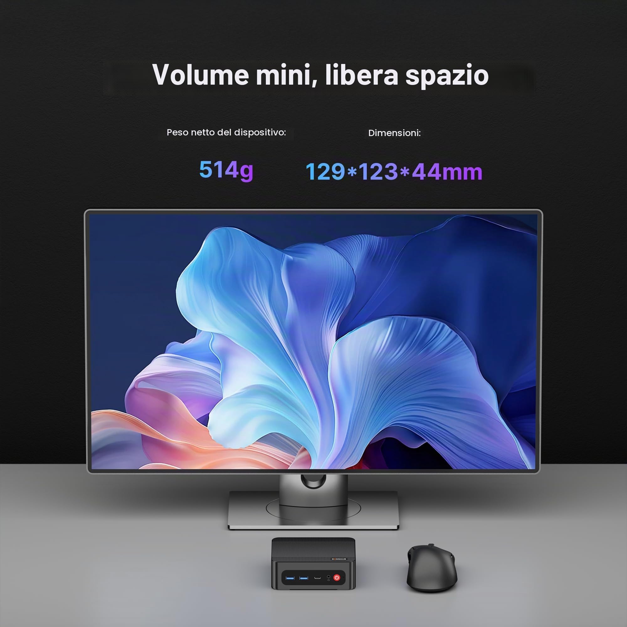 BOSGAME P4 Ultra AMD Ryzen 7 7730U 16 GB DDR4 512 GB SSD Mini-PC | Windows 11 Pro, 8C/16T, 4K a 60 Hz con triplo display, HDMI, Type-C, USB 3.2, DUAL LAN, Wi-Fi 6E, BT 5.2 Mini-PC